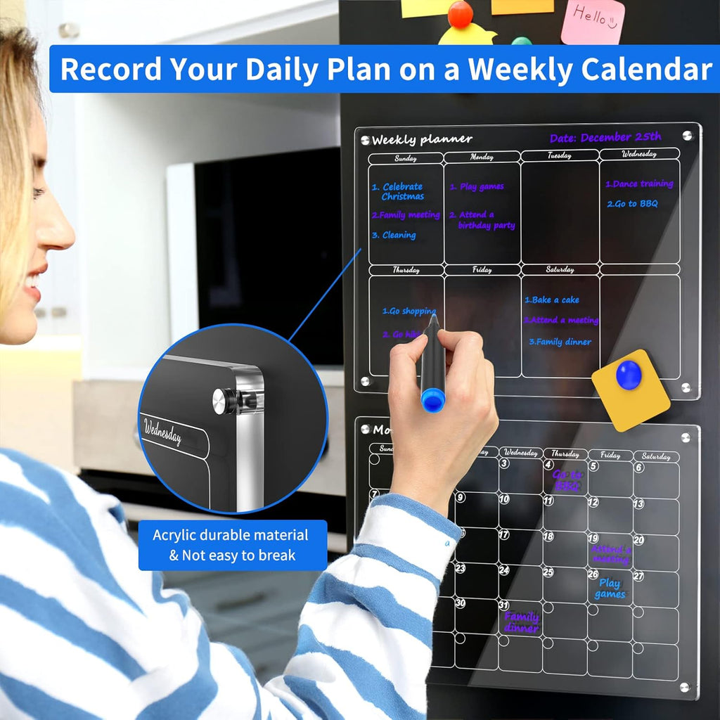Clear Acrylic Fridge Organizer & Weekly Planner