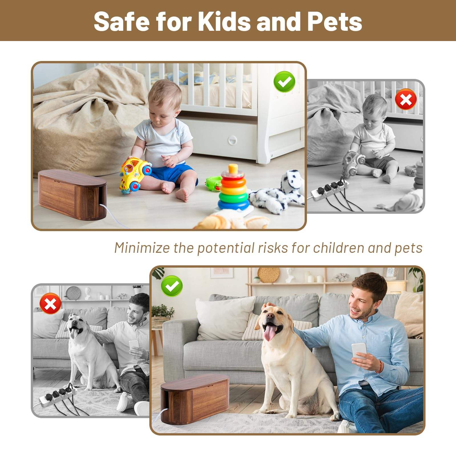 Acacia Wood Cable Management Box