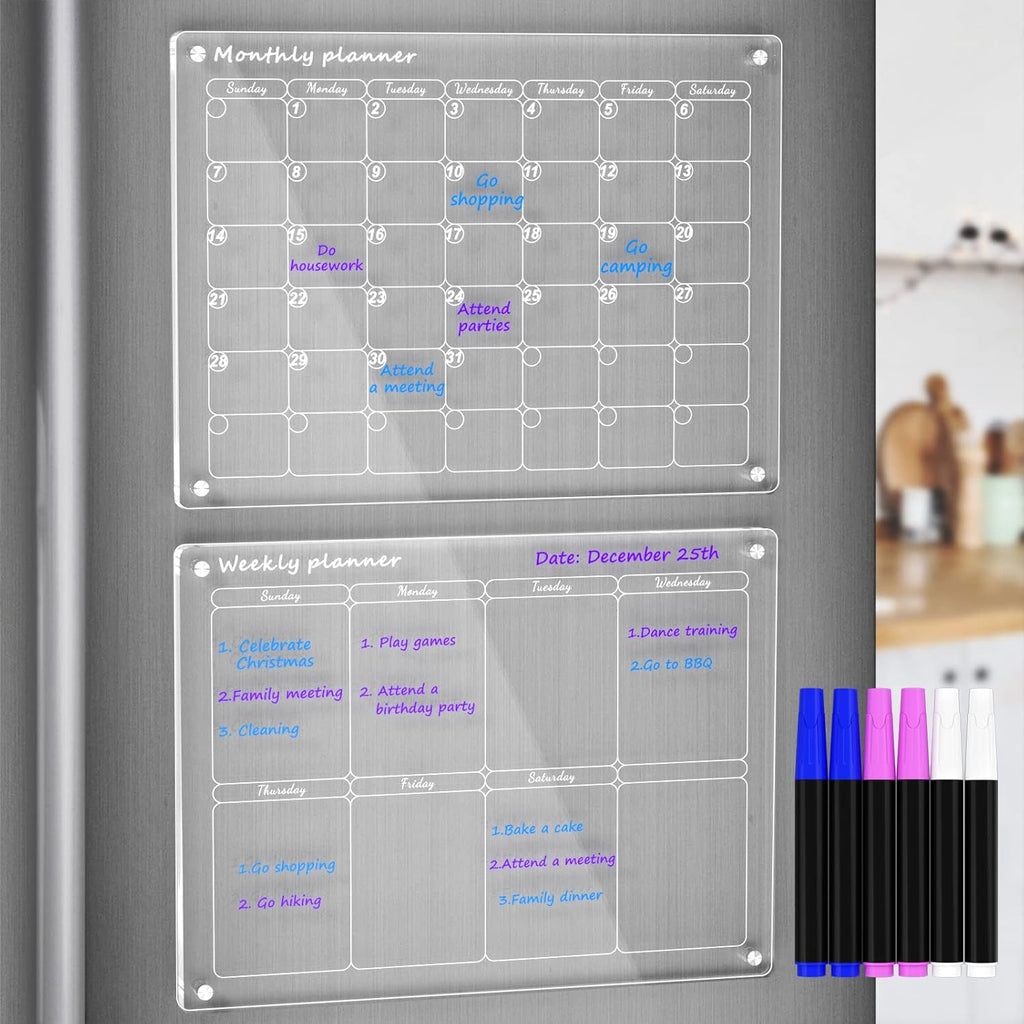 Clear Acrylic Fridge Organizer & Weekly Planner