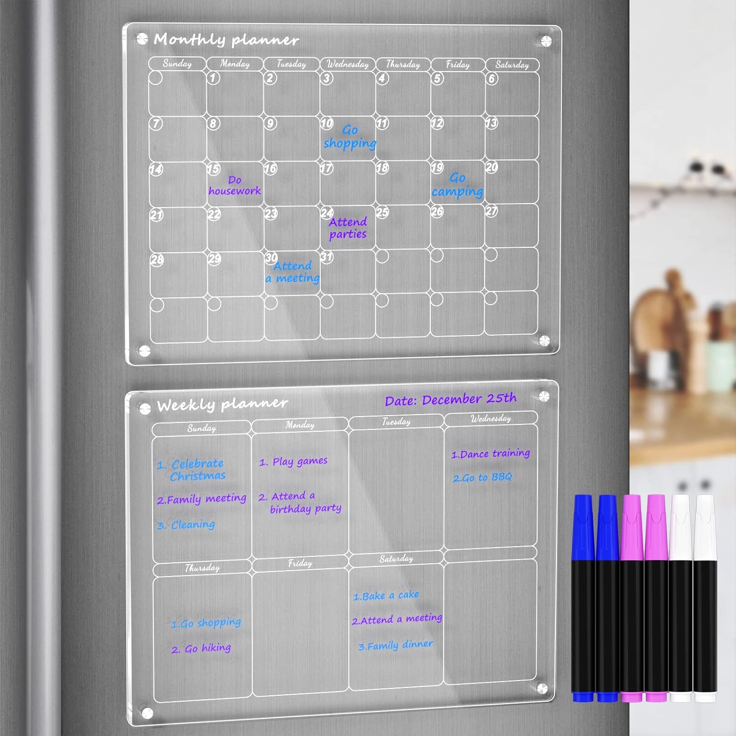 Clear Acrylic Fridge Organizer & Weekly Planner