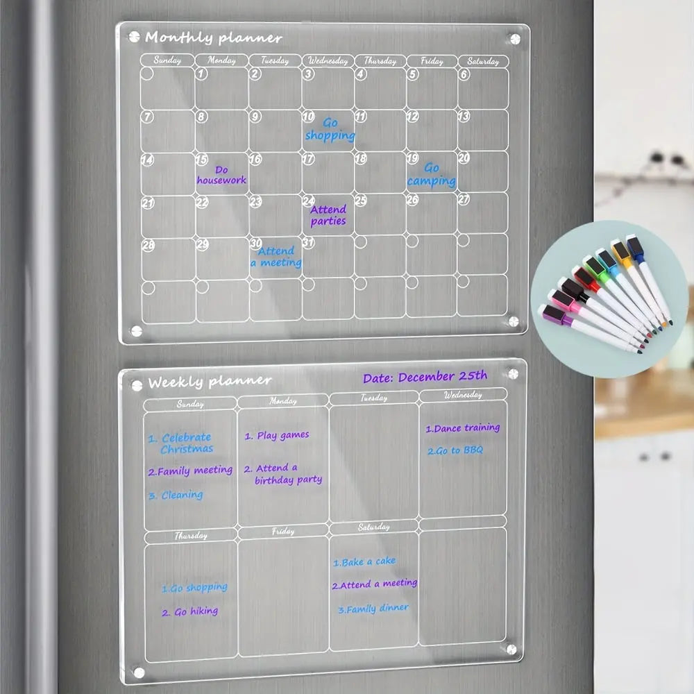 Clear Acrylic Fridge Organizer & Weekly Planner