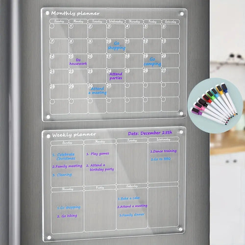 Clear Acrylic Fridge Organizer & Weekly Planner
