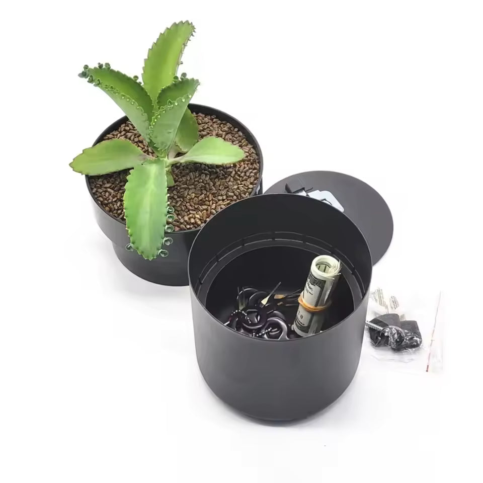 FloraSafe™ Flowerpot Secret Storage Box – Lockable Hidden Money Safe