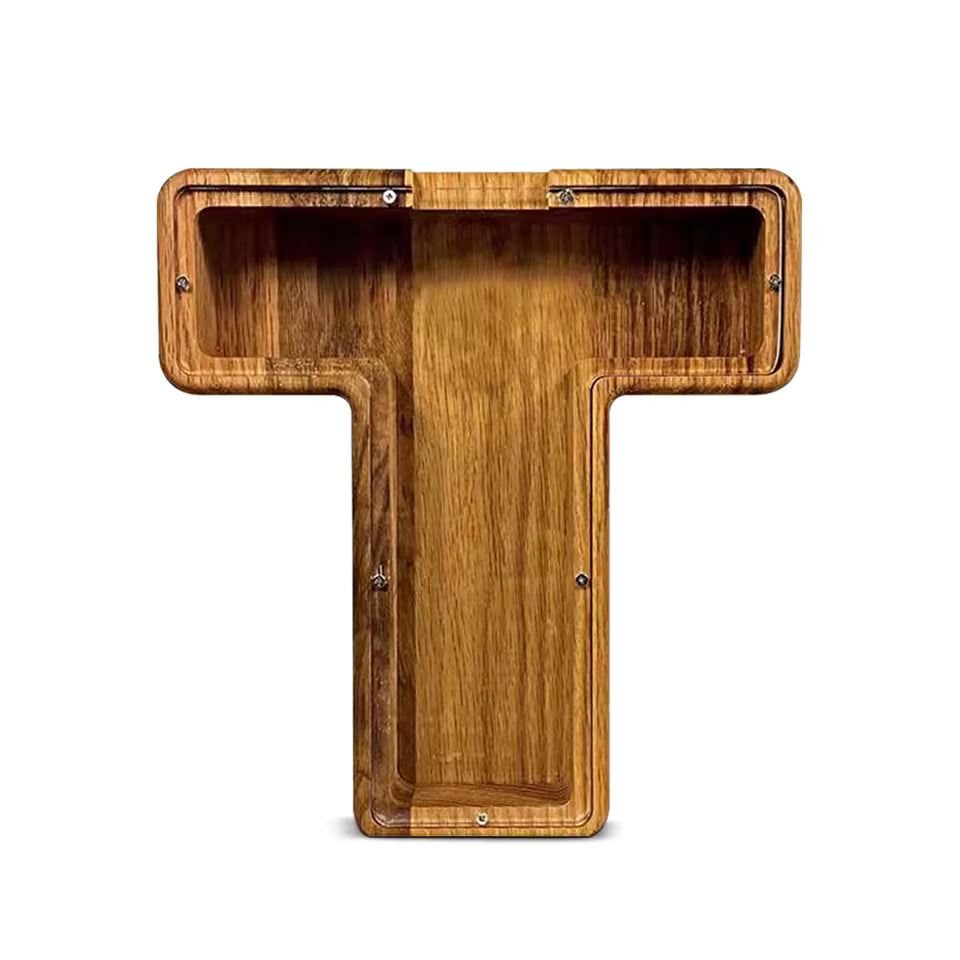 AlphabetCraft™ Wooden Letter Piggy Bank – Kids ABC Money Saving Box