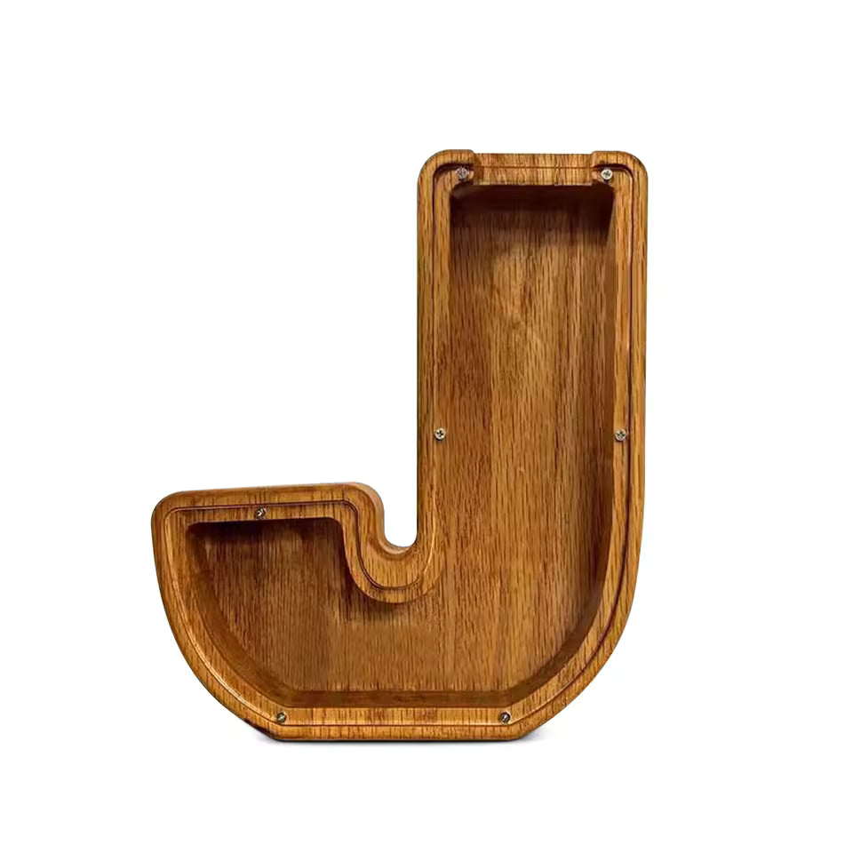 AlphabetCraft™ Wooden Letter Piggy Bank – Kids ABC Money Saving Box