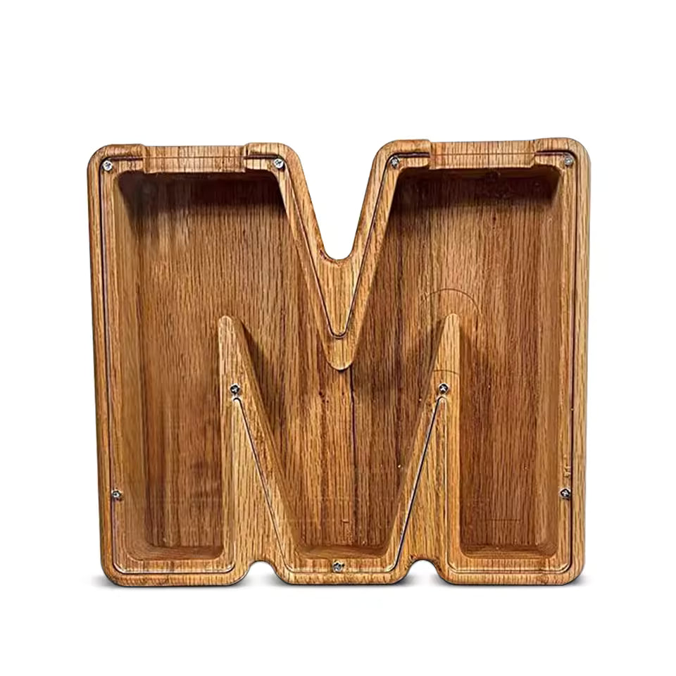 AlphabetCraft™ Wooden Letter Piggy Bank – Kids ABC Money Saving Box