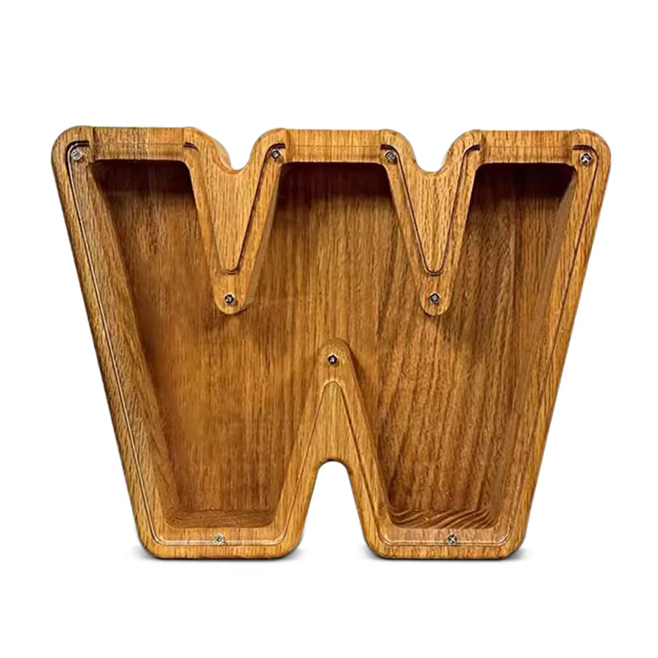 AlphabetCraft™ Wooden Letter Piggy Bank – Kids ABC Money Saving Box
