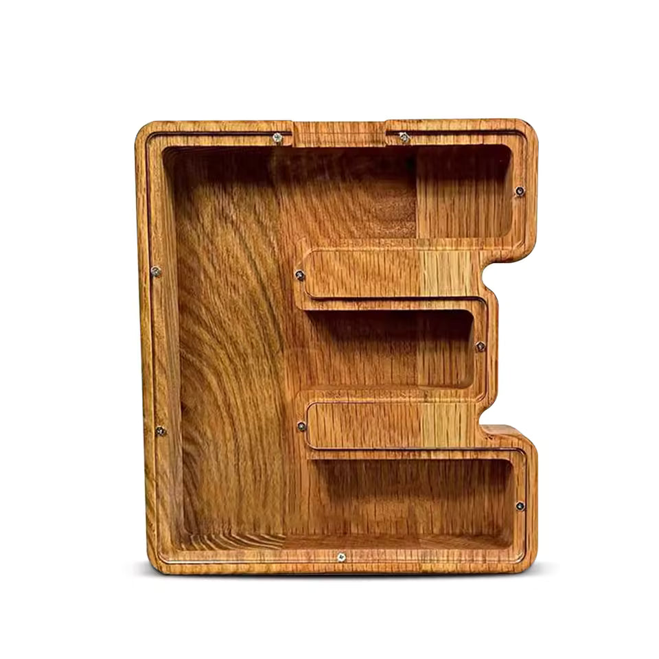 AlphabetCraft™ Wooden Letter Piggy Bank – Kids ABC Money Saving Box