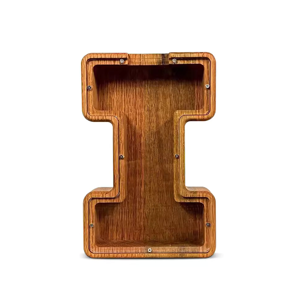 AlphabetCraft™ Wooden Letter Piggy Bank – Kids ABC Money Saving Box