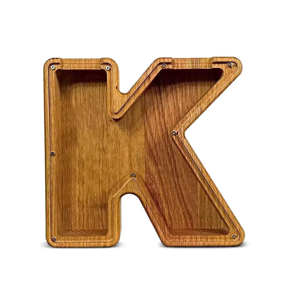 AlphabetCraft™ Wooden Letter Piggy Bank – Kids ABC Money Saving Box