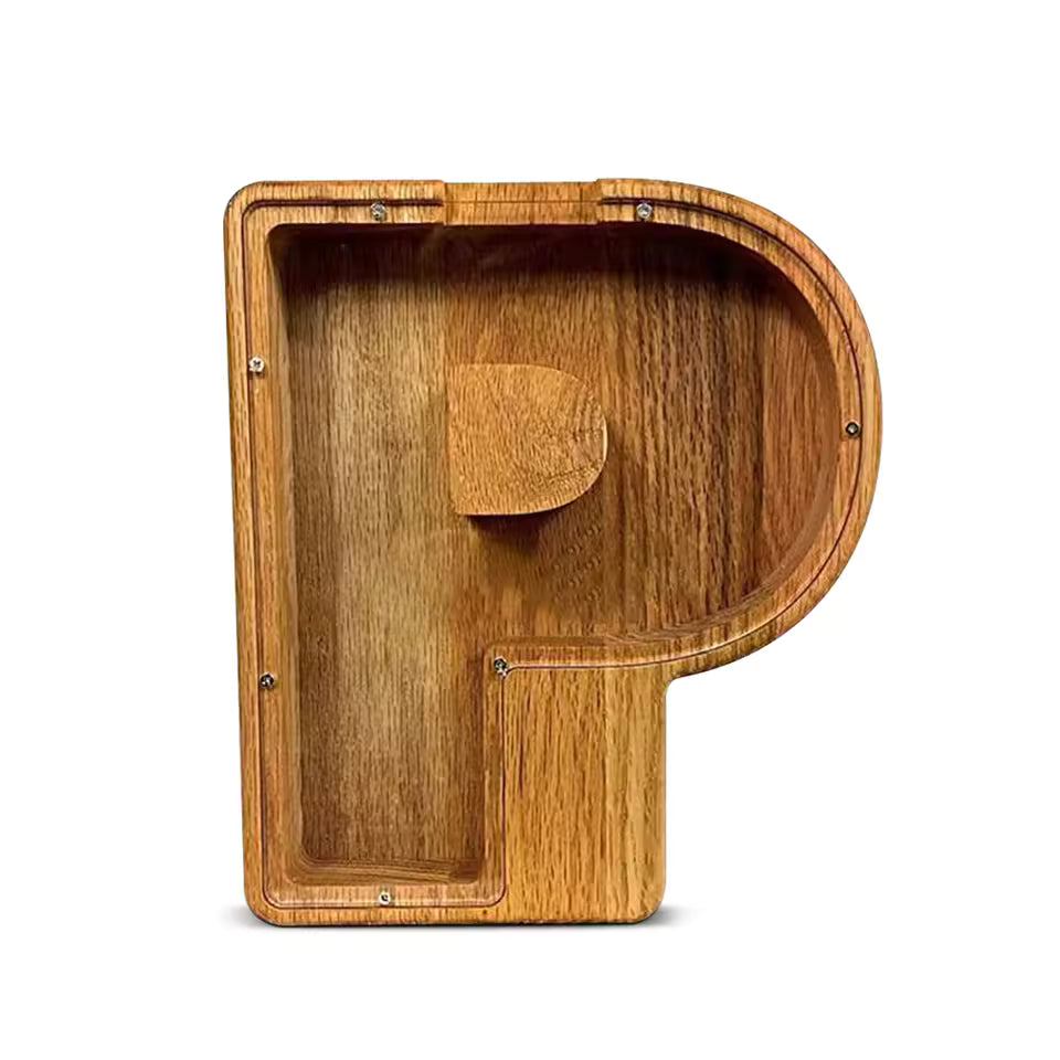 AlphabetCraft™ Wooden Letter Piggy Bank – Kids ABC Money Saving Box