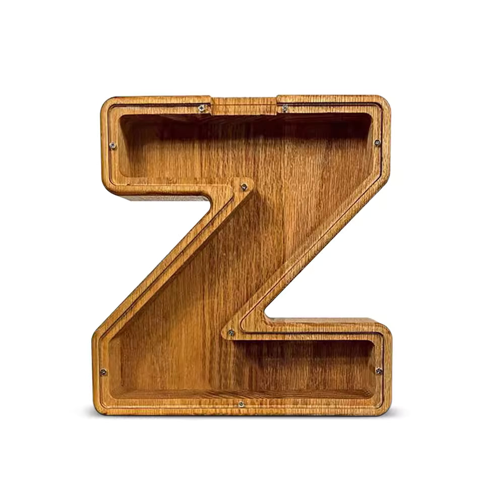 AlphabetCraft™ Wooden Letter Piggy Bank – Kids ABC Money Saving Box