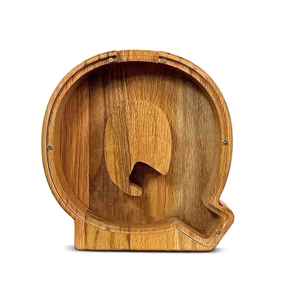 AlphabetCraft™ Wooden Letter Piggy Bank – Kids ABC Money Saving Box