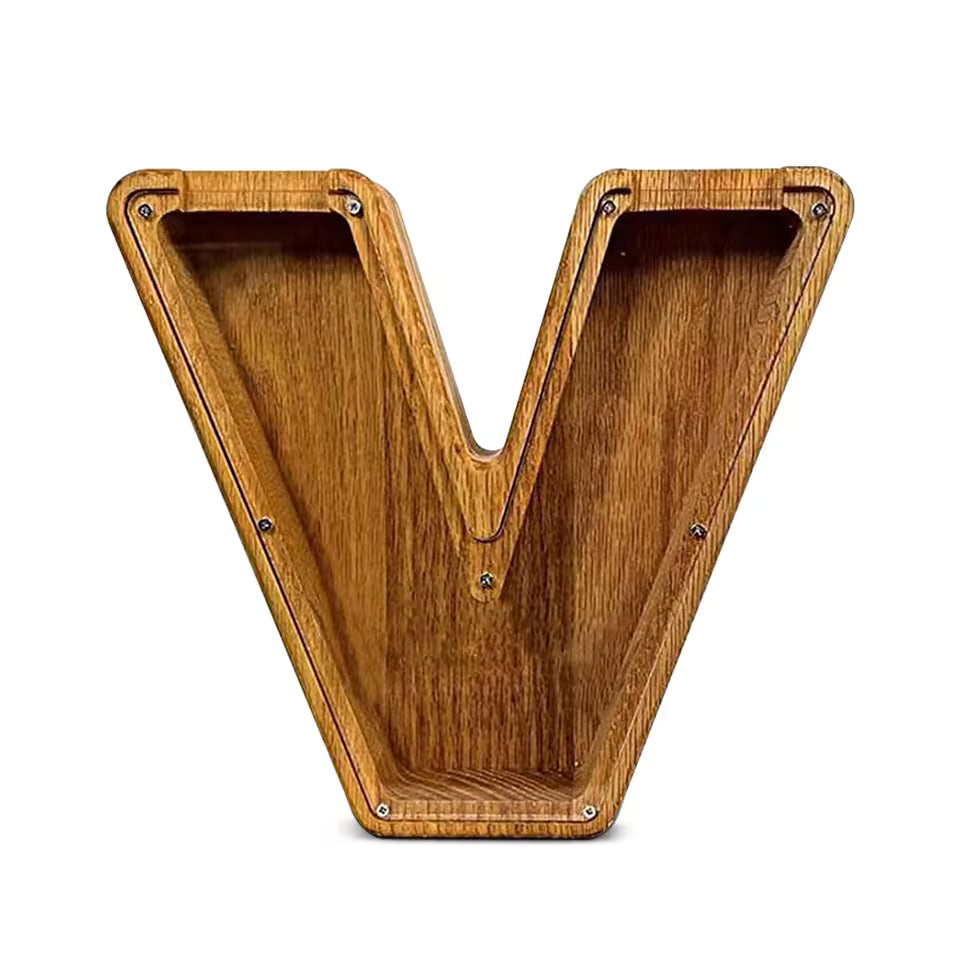 AlphabetCraft™ Wooden Letter Piggy Bank – Kids ABC Money Saving Box