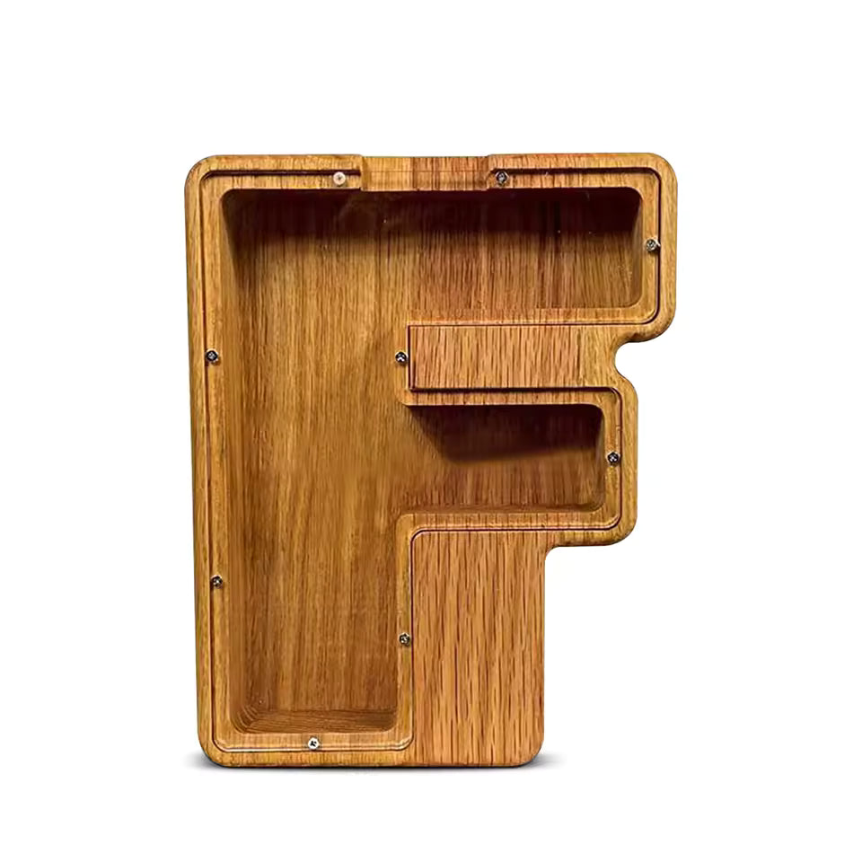 AlphabetCraft™ Wooden Letter Piggy Bank – Kids ABC Money Saving Box