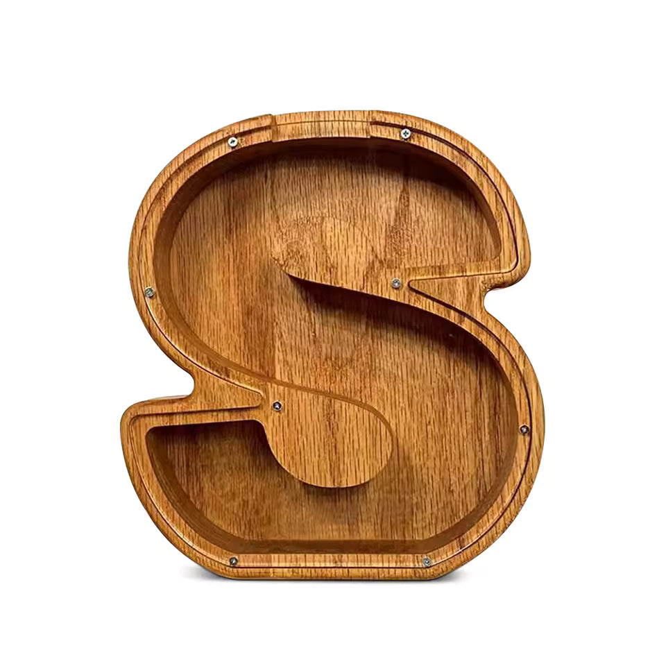 AlphabetCraft™ Wooden Letter Piggy Bank – Kids ABC Money Saving Box