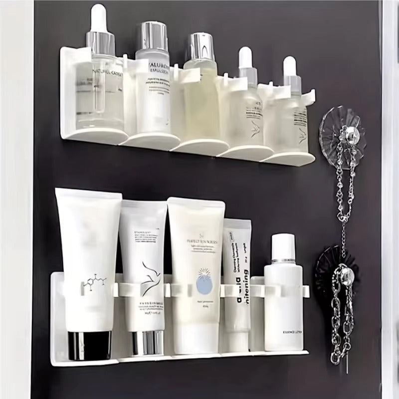 Wall-Mounted Bathroom Organizer Shelf – Punch-Free Cosmetic Storage Rack