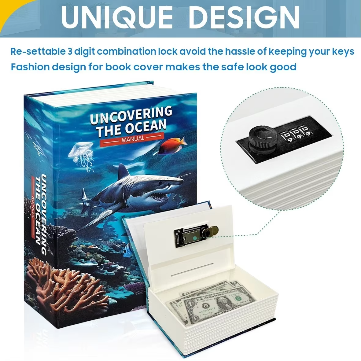 SecretBook™ Combination Lock Safe – Hidden Money Vault for Kids