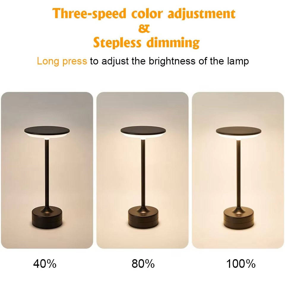 Luxury Touch Control LED Table Lamp – USB Rechargeable Metal Bedside Light