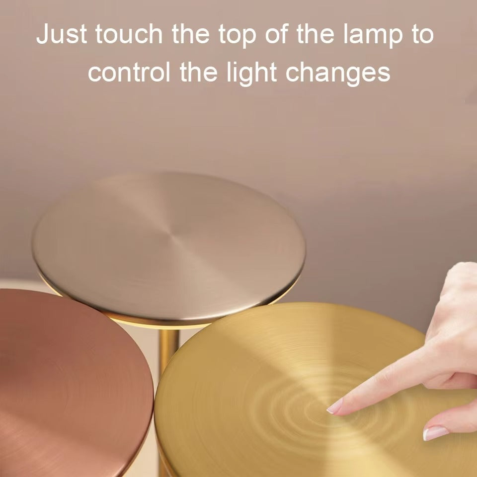 Luxury Touch Control LED Table Lamp – USB Rechargeable Metal Bedside Light