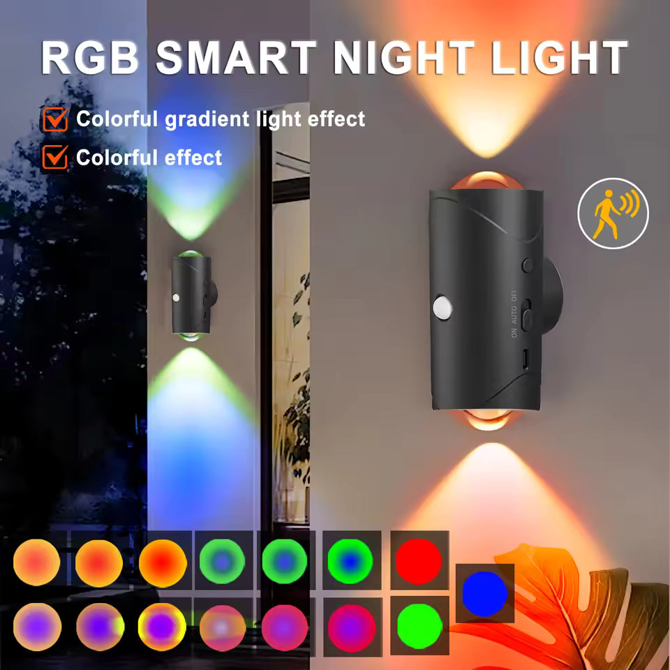 GlowSense™ Magnetic Motion Sensor LED Light – Rechargeable RGB Wall Lamp