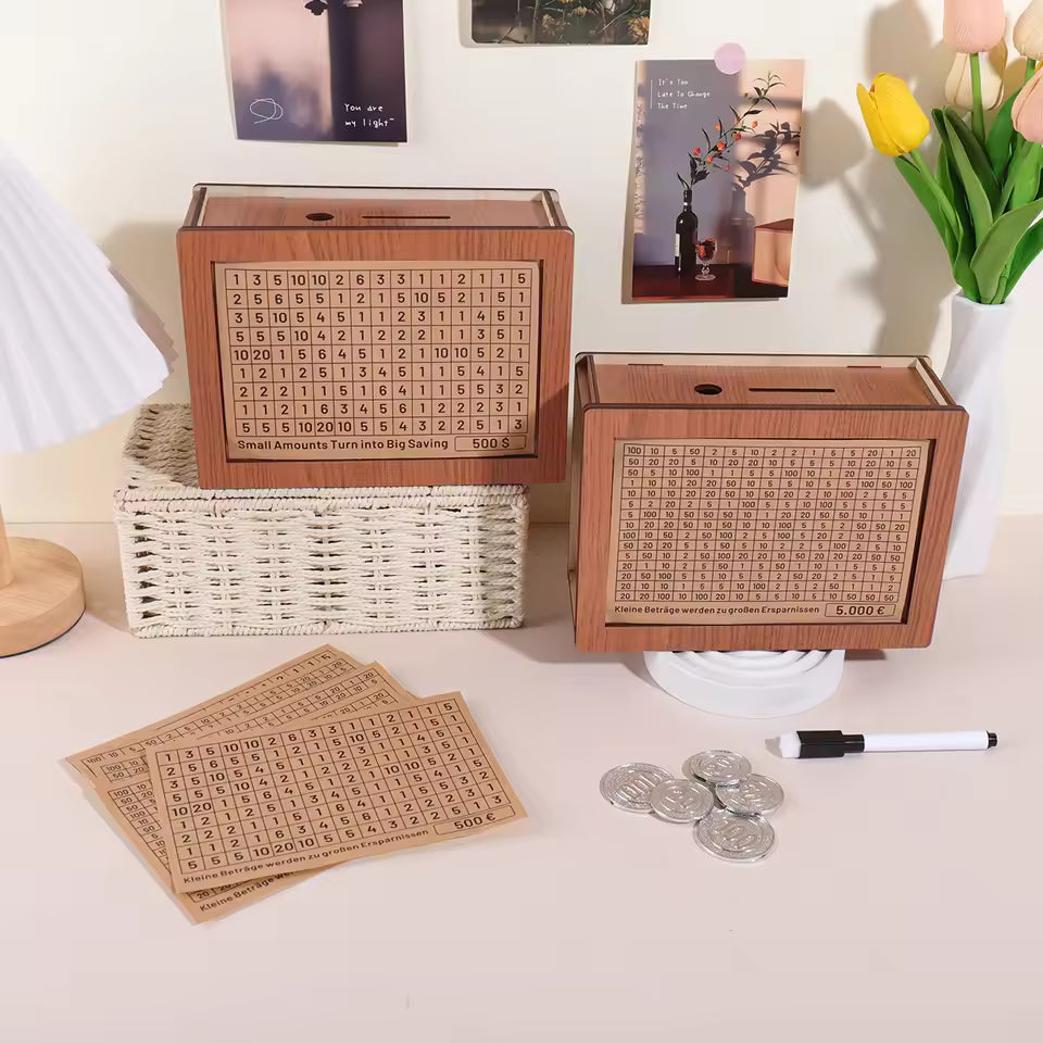 Saving Box with Dollar and Euro Sticker Patterns