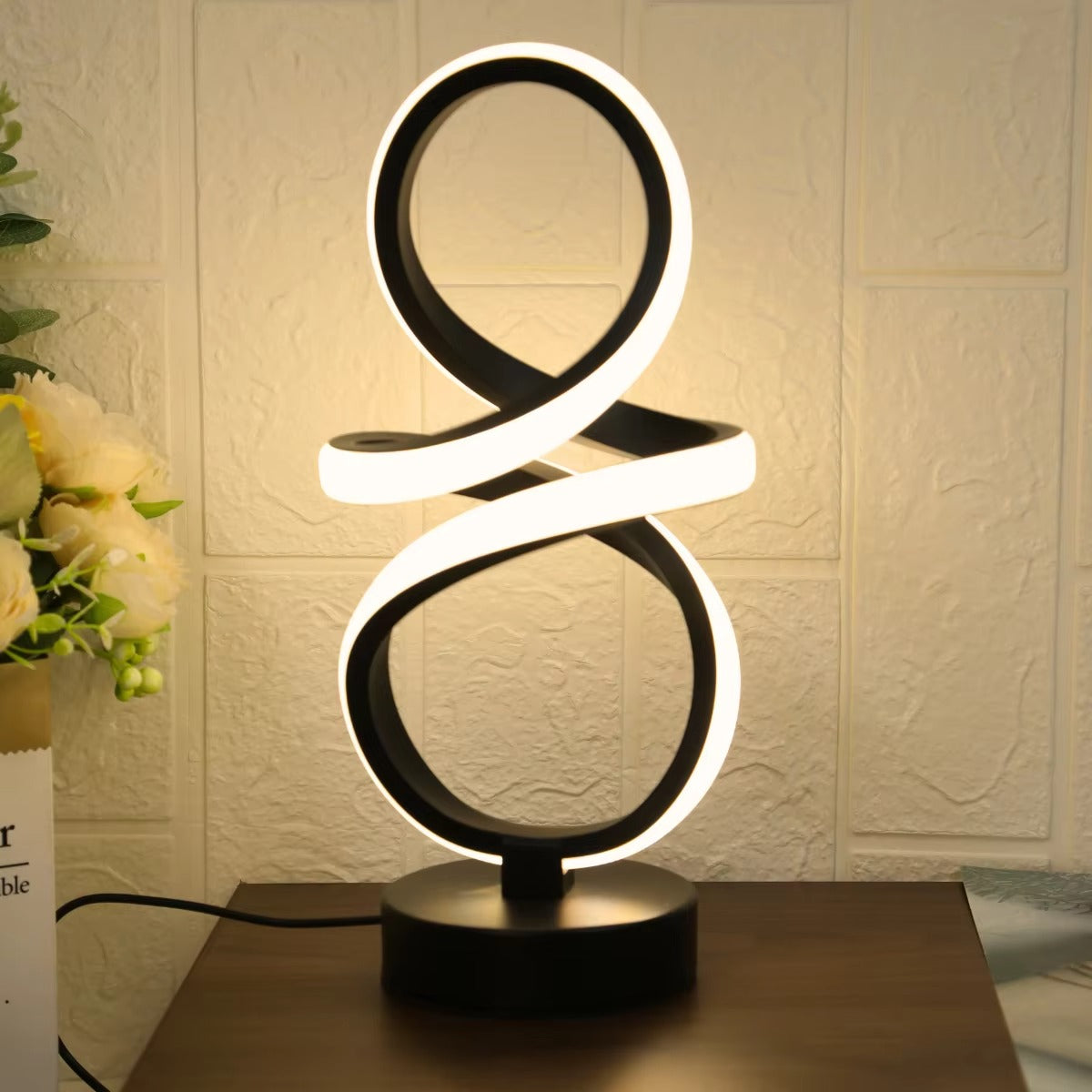 Spiral LED Table Lamp – Modern USB Desk & Bedside Light