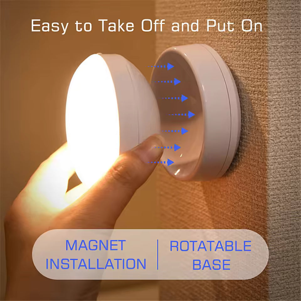 360° Rotating PIR Motion Sensor LED Light – Rechargeable Wireless Wall Lamp