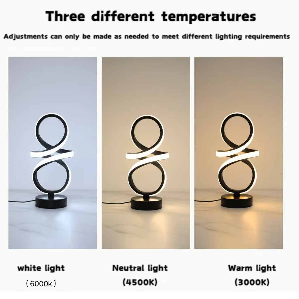 Spiral LED Table Lamp – Modern USB Desk & Bedside Light