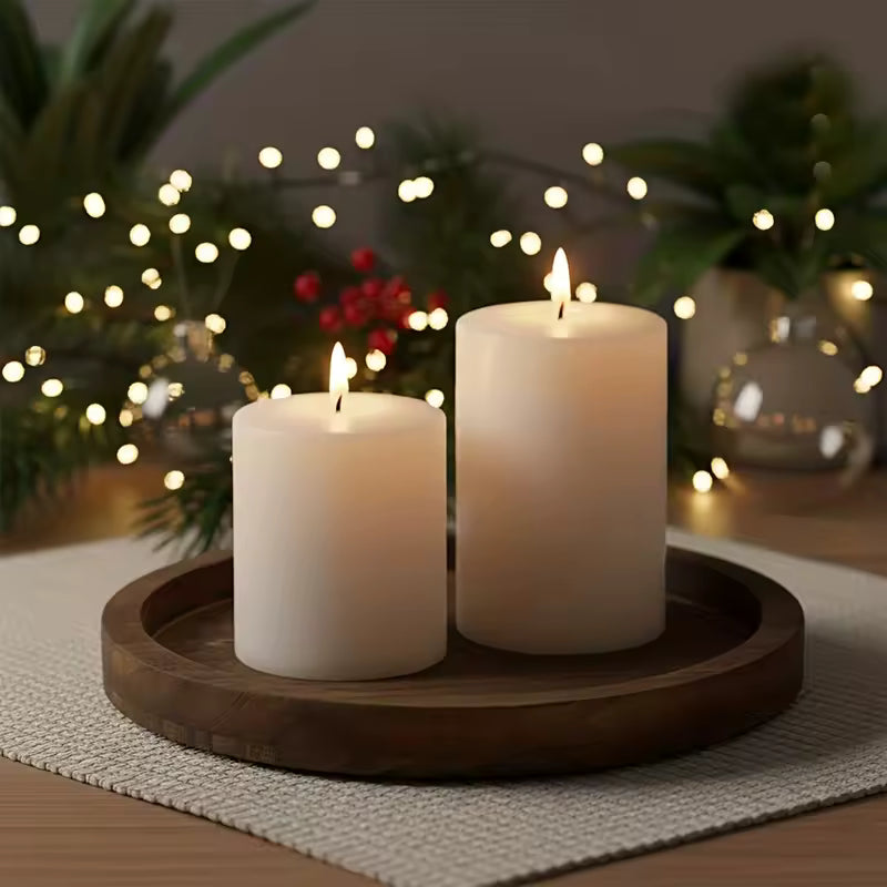 Farmhouse Round Wooden Serving Tray | Rustic Decor Plate for Coffee Table & Countertop