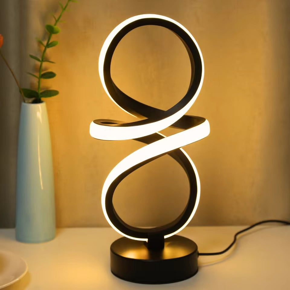 Spiral LED Table Lamp – Modern USB Desk & Bedside Light