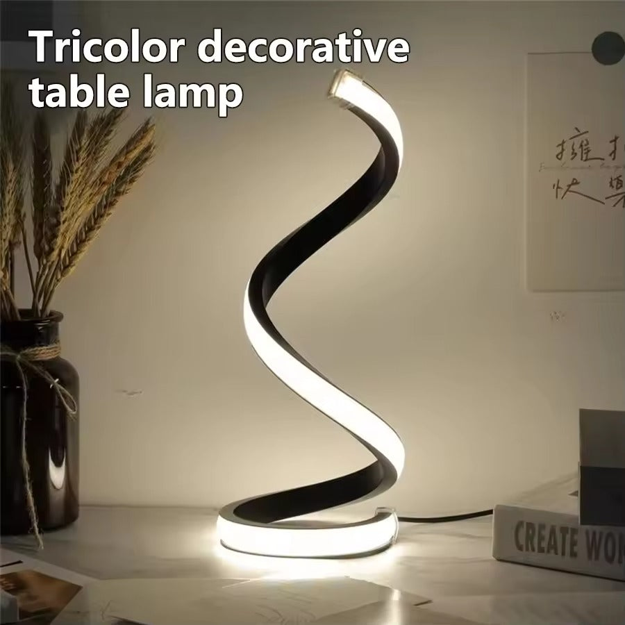 Tricolor Spiral LED Table Lamp – Dimmable USB Bedside & Desk Night Light