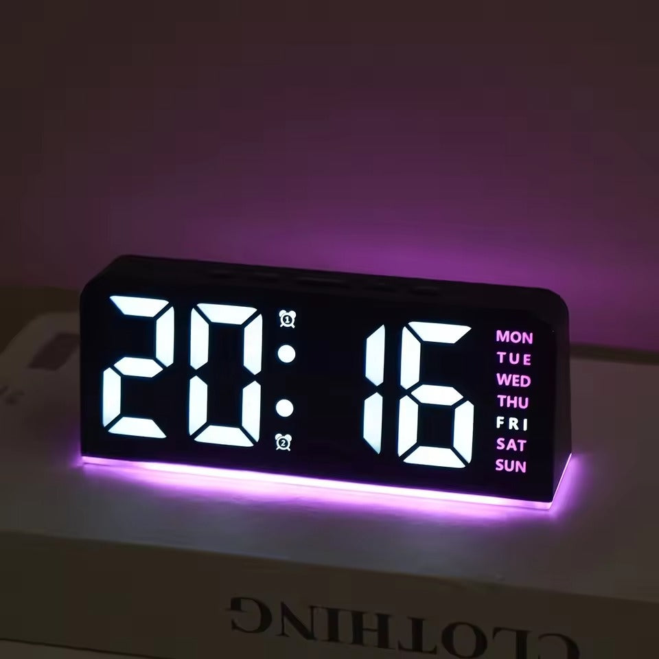 Digital LED Alarm Clock Night Light Time Temperature Display Desktop Table Clock
