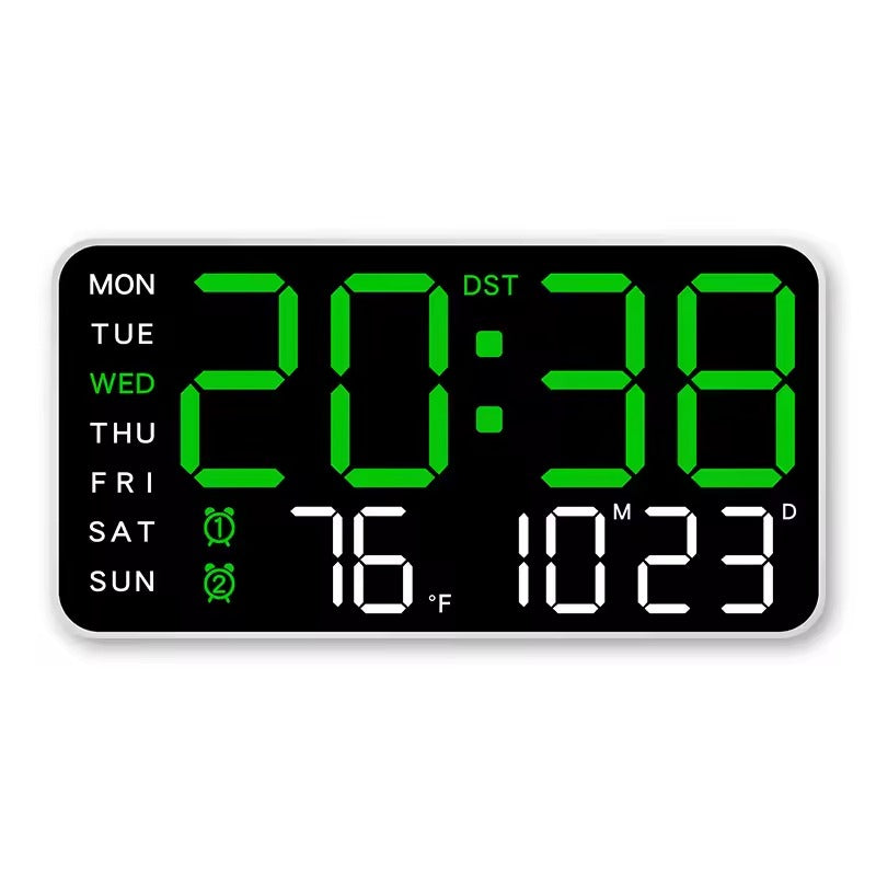 Large LED Digital Wall Clock with Date Temperature Remote USB Powered Dual Alarm