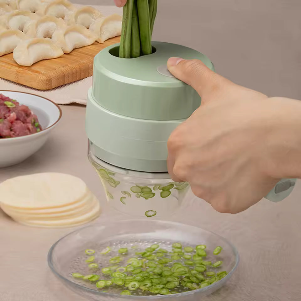 4-in-1 Manual Vegetable Chopper | Handheld Garlic & Onion Slicer with Brush