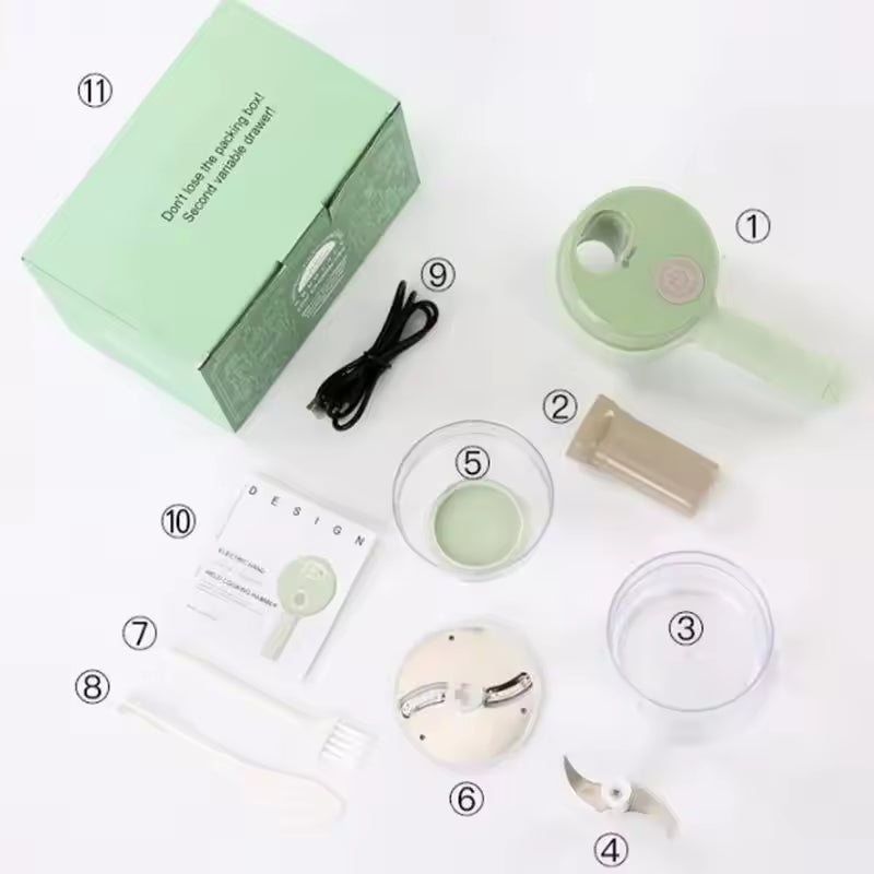 4-in-1 Manual Vegetable Chopper | Handheld Garlic & Onion Slicer with Brush