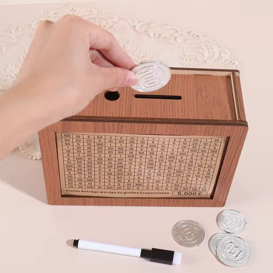 Saving Box with Dollar and Euro Sticker Patterns