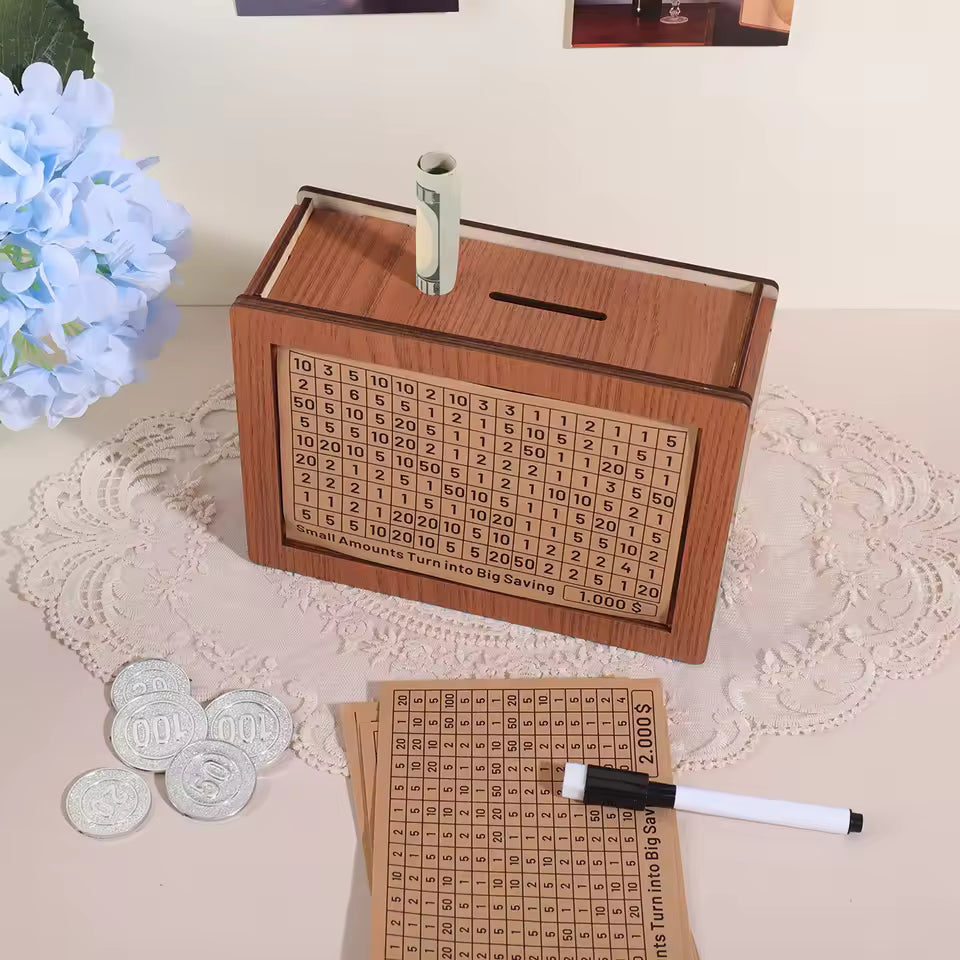 Saving Box with Dollar and Euro Sticker Patterns