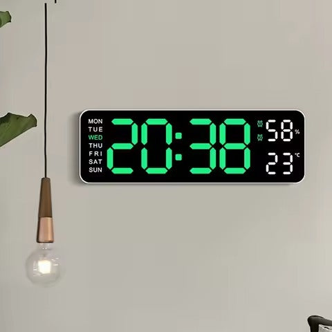 Large LED Digital Wall Clock with Date Temperature Remote USB Powered Dual Alarm