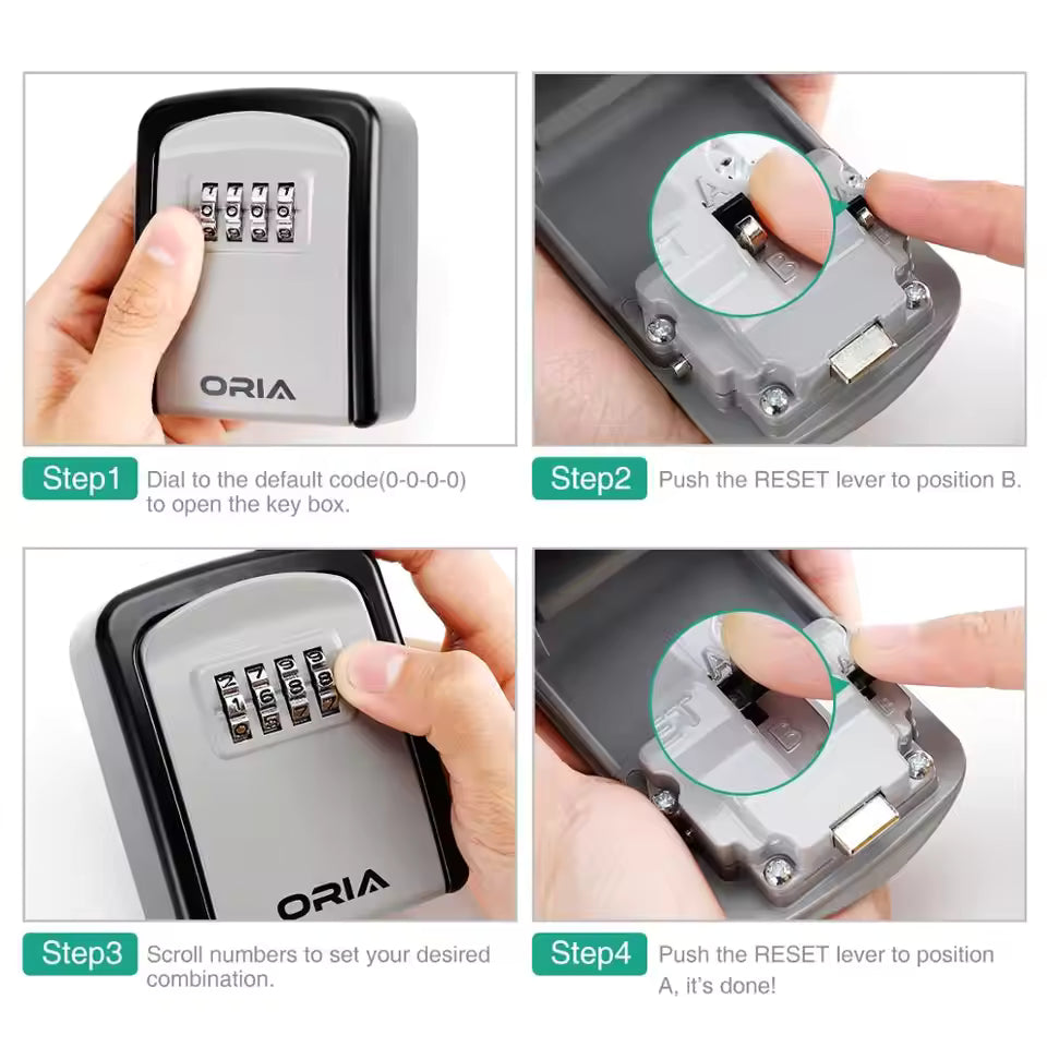 ORIA™ Outdoor Key Safe Box – Wall Mounted Combination Lock Storage