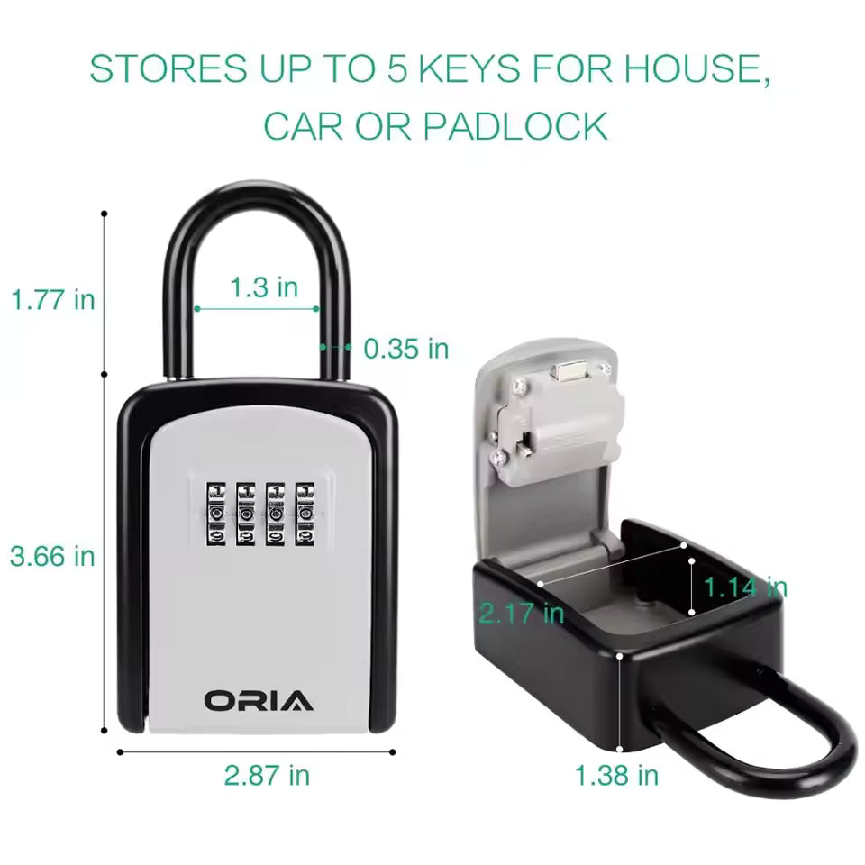 ORIA™ Outdoor Key Safe Box – Wall Mounted Combination Lock Storage