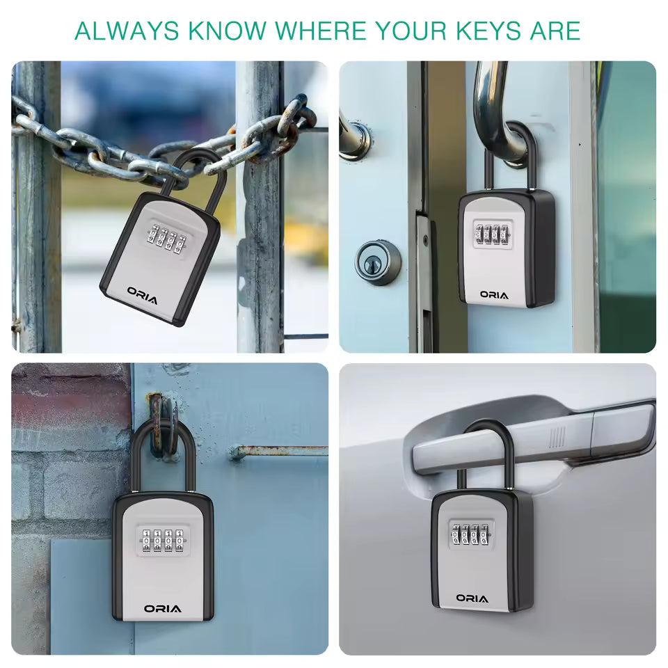 ORIA™ Outdoor Key Safe Box – Wall Mounted Combination Lock Storage