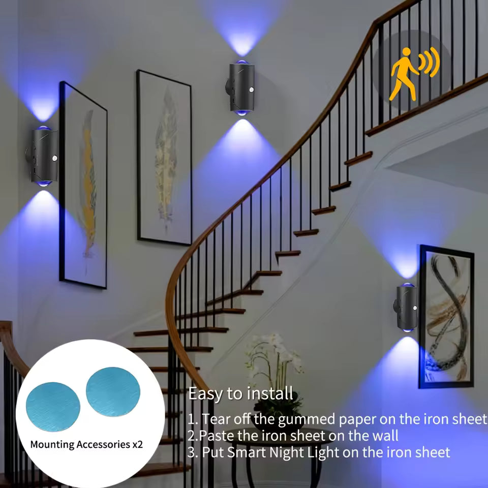 GlowSense™ Magnetic Motion Sensor LED Light – Rechargeable RGB Wall Lamp