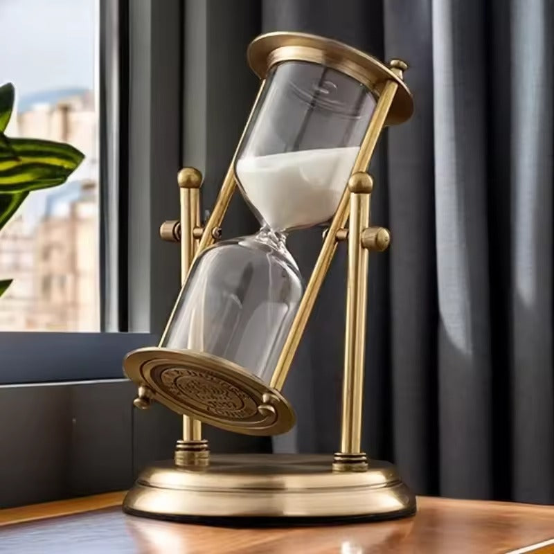 Rotating Metal Hourglass Sand Timer – Decorative Desk Ornament