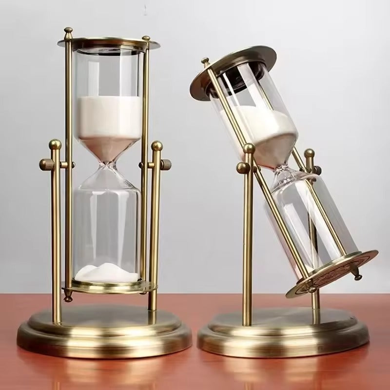 Rotating Metal Hourglass Sand Timer – Decorative Desk Ornament