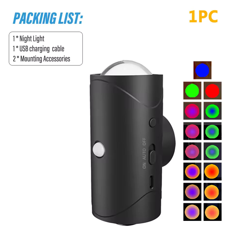 GlowSense™ Magnetic Motion Sensor LED Light – Rechargeable RGB Wall Lamp