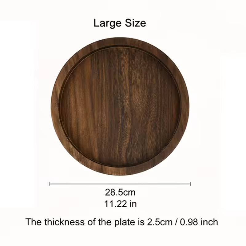 Farmhouse Round Wooden Serving Tray | Rustic Decor Plate for Coffee Table & Countertop