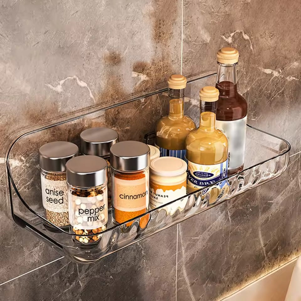 Wall-Mounted Acrylic Bathroom Shelf – Punch-Free Cosmetic Storage Organizer