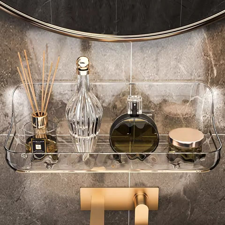 Wall-Mounted Acrylic Bathroom Shelf – Punch-Free Cosmetic Storage Organizer