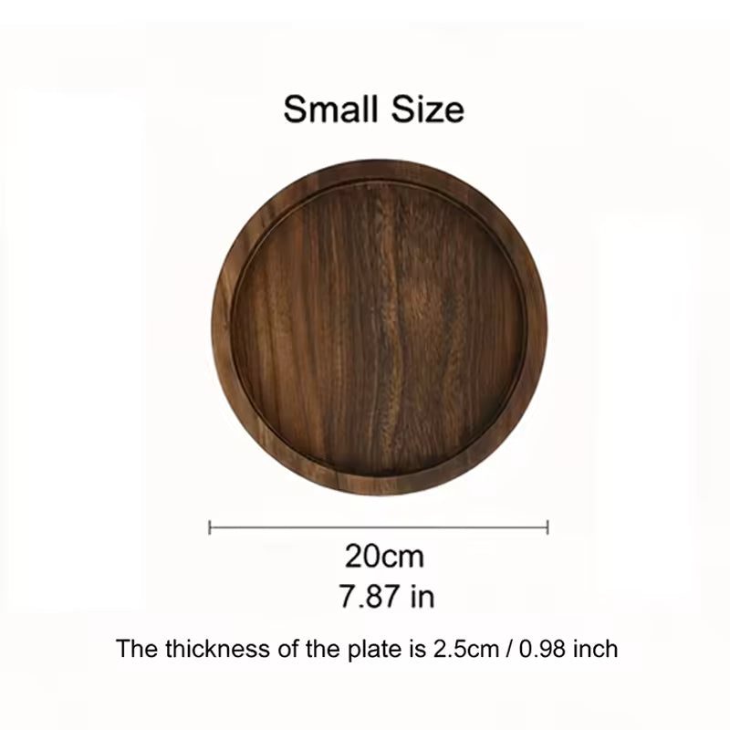 Farmhouse Round Wooden Serving Tray | Rustic Decor Plate for Coffee Table & Countertop